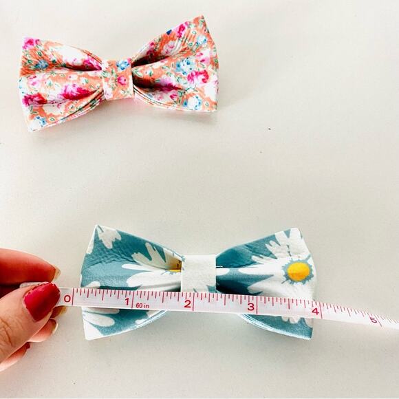 3/$20 2 NEW Light Blue Pink Orange Floral Dog Cat Pet Collar Elastic Bow Tie - Picture 2 of 5